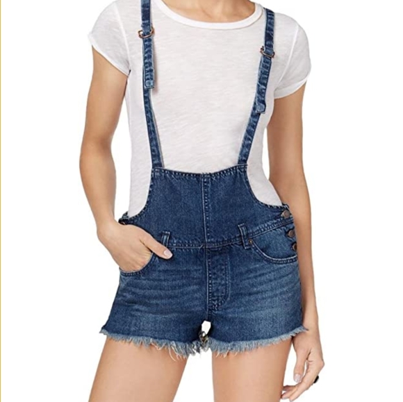 Free People Denim - Free people we the free denim frayed hem overall